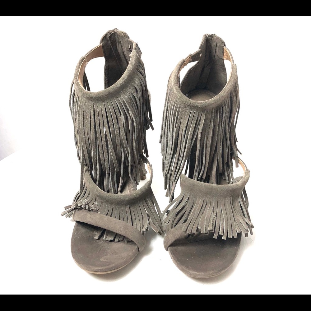 Women mossimo grayish fringed high heel shoes